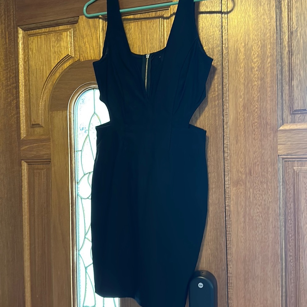 Black cut out zip up back cocktail dress